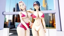 2020s 2021 2girls 3d alternate_breast_size big_breasts bikini bikini_bra bikini_top black_eyes black_hair booty_shorts boruto:_naruto_next_generations busty city clothed clothing duo duo_female female female_only forehead_protector glasses green_eyes gym_shorts headband highleg_panties human indoors large_breasts medium_hair metahuman micro_bikini mother_and_daughter multiple_girls naruto naruto_(series) naruto_shippuden outdoors pale-skinned_female pale_skin pink_hair pose posing red_bikini resting_arm revealing_clothes sakura_haruno sarada_uchiha short_hair short_shorts shorts shoulder_length_hair shounen_jump sideboob skyscraper standing teenager thick_thighs thighs thong time_paradox tomboy two_tone_clothing underboob voluptuous white_panties white_thong window yuzaki_motion