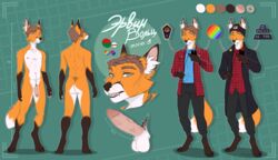 absurd_res anthro balls canid canine canis clothed clothing digital_media_(artwork) erection erwin_wolz fox fur genitals hair hi_res kaurimoon lgbt_pride male male_only mammal model_sheet nude penis pride_colors rainbow_symbol red_body red_fox red_fur russian_text simple_background smile solo standing text white_body white_fur