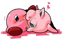 ambiguous_gender ashamed blue_eyes blush bodily_fluids crossover cunnilingus cute cute_face duo feet female female/ambiguous female_only females_only feral genital_fluids genitals green_eyes heart jigglypuff kageyama kirby kirby_(series) kirby_(species) nervous nervous_face nintendo one_eye_closed oral pink_body pink_skin pokemon pokemon_(species) pussy pussy_juice red_feet saliva sex simple_background super_smash_bros. super_smash_bros._ultimate sweat tongue tongue_out vagina vaginal_penetration video_games waddling_head white_background worried