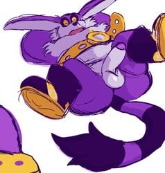 anthro ass balls belly big_the_cat debuatnight debudraws domestic_cat erection felid feline felis fur genitals hi_res male male_only mammal overweight penis purple_body purple_fur sega sleeping solo sonic_(series) sonic_the_hedgehog_(series) spread_legs spreading superchub yellow_eyes