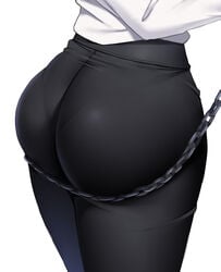 1girls ass ass_focus ass_support big_ass big_butt chains chainsaw_man dat_ass huge_ass huge_butt kippuru makima_(chainsaw_man) pantylines shirt_tucked_in solo tight_clothing tight_pants white_shirt