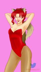 animated armpit armpits bunnysuit cat_ears cat_tail catgirl female female_only genderswap genderswap_(mtf) green_eyes hhentai20 jojo's_bizarre_adventure no_sound noriaki_kakyoin red_hair rule_63 stardust_crusaders video