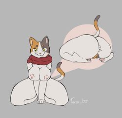 absurd_res anthro anus ass breasts butt_focus domestic_cat doodle_champion_island_games felid feline felis female ferox_lovakengj genitals google google_doodle hi_res lucky_(google) mammal mostly_nude muscular_thighs nipples paws pink_nipples pink_nose pussy scarf scarf_only solo