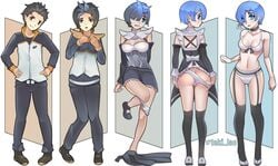 ascubis ass_expansion breast_expansion female gender_transformation identity_death mtf_transformation natsuki_subaru re:zero_kara_hajimeru_isekai_seikatsu rem_(re:zero) tekilao transformation transformation_sequence