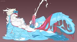 anthro bodily_fluids cum cumshot dragon ejaculation genital_fluids goo_creature hellomyboi1028 hi_res male male_focus male_only masturbation melting solo tenlandar_exiz_(jeff2222)