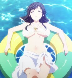 1girls black_hair breasts female female_only high_resolution large_breasts ore_wo_suki_nano_wa_omae_dake_ka_yo pansy_(oresuki) sanshokuin_sumireko screen_capture screencap solo stitched swimsuit tagme