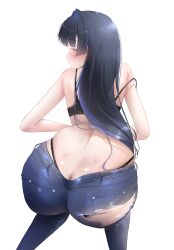 ass_focus female_only hololive hololive_english hololive_english_-council- hololive_english_-promise- large_breasts long_hair looking_at_viewer looking_back ouro_kronii prab torn_clothes torn_jeans virtual_youtuber