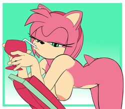 amy_rose anthro big_breasts breasts completely_nude drinking female fur furry green_eyes hanging_breasts hedgehog looking_at_viewer margarita nipples nude pink_fur pink_hair red_hairband saran-rape sega short_tail sonic_(series) sonic_the_hedgehog_(series) straw sultry_eyes tail