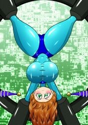 1girls bodysuit large_breasts mega_man mega_man(classic) mega_man_(character) roco_(sulfer-kokegitsune) rule_63 sulfer-kokegitsune tagme upside-down