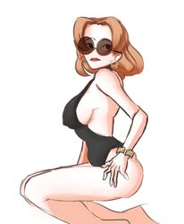 1girls earrings female_focus female_only florence_(skullgirls) one-piece_swimsuit skullgirls sunglasses swimsuit tinted_eyewear unknown_artist