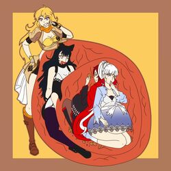 blake_belladonna hand_on_belly princess_toady65 ruby_rose rwby stuffing tagme vore voreception weiss_schnee yang_xiao_long