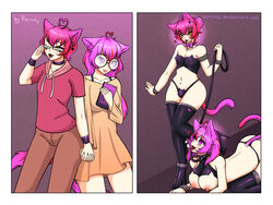 before_and_after brainwashing breast_expansion catgirl corruption female femdom femsub heart-shaped_pupils hypnosis porniky transformation