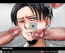 anonymous_artist attack_on_titan censored_penis fake_play_button fake_video levi_ackerman male male_only multiple_boys penis video_simulation xvideos xvideos_logo