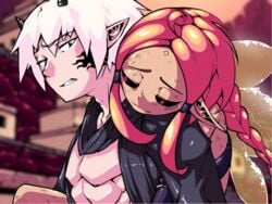 1boy 1boy1girl 1girls balls blush color colored crimson_keep dark-skinned_female dark_skin elf_ears embrace embracing erect_nipples fairy fairy_wings introspurt lan_(crimson_keep) pointy_ears red_hair soriel_(crimson_keep)