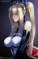 1girls blonde_female blonde_hair blue_eyes breasts chanleefat clothed clothing dead_or_alive dead_or_alive_5 female female_only hair_ribbon long_hair looking_at_viewer marie_rose petite small_breasts smile solo twintails watermark