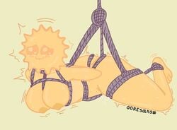 1girls anthro bondage female geometry_dash geometry_dash_(amber) geometry_dash_(sunshine) goresans rope rope_bondage