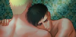 2boys age_difference bare_shoulders black_hair blonde_hair blue_eyes boruto:_naruto_next_generations completely_nude cuddling dilf ear_piercing earrings embrace father_and_son gay incest kawaki light-skinned_male light_skin male male/male male_only mature mature_male mbyak naked naruto naruto_(series) nude nude_male older_male older_man_and_younger_boy shounen_jump teenager twink uzumaki_naruto yaoi yellow_hair younger_male