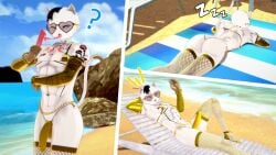 golden_bikini meowdas koikatsu 3d hiderlink20 yellow_eyes heterochromia bikini bikini_top bikini_bottom arm_stockings stockings gold_jewelry gold_chain penis_in_bikini abs navel_piercing popsicle gay bara furry_male furry cat cat_ears cat_tail big_ass big_penis beach sunglasses heart_sunglasses erection flaccid_penis tattoo tattooed_arm tattoo_on_chest melting_popsicle thong sleeping lounging lounge_chair fortnite black_hair crossdressing white_fur