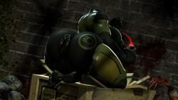 1girl 1girls 3d big_ass big_breasts damndirtydog female grenade half-life_(series) half-life_2 hev_suit imminent_explosion living_clothes sitting tagme