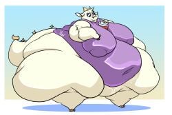 anthro ass belly breasts chikn_nuggit fat furry fwench_fwy_(chikn_nuggit) gamingmarko goat hips hyper hyper_ass large_ass large_breasts nipple_bulge nonbinary nonbinary_(lore) obese overweight soda soda_cup stomach sunglasses swimsuit thick_thighs thighs thunder_thighs weight_gain white_fur wide_hips