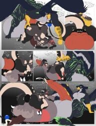 absurd_res all_the_way_through anthro anus avian balls big_anus big_balls big_penis bodily_fluids bovid bovine breasts cattle comic cum cum_inflation cum_inside dialogue dragon duo expansion genital_fluids genitals growth gryphon hi_res huge_balls huge_penis hybrid hyper hyper_balls hyper_genitalia hyper_penis inflation knot knotting laboratory male mammal multi_knot mythological_avian mythological_creature mythological_scalie mythology penetration penis pregnant scalie size_difference solardelton teats toumak_(character) udder_balls udders