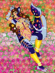accessory animal_humanoid anklet autogynephilia blue_body blue_fur blush bracelet breasts brown_hair collar colored_nails detransition digit_ring ear_piercing ear_ring erotica eyeshadow feet female female_focus feminine feminization flower flower_field flower_in_fur flower_in_hair fur gem genitals hair hair_accessory hand_on_breast hi_res humanoid jewelry jewelry_only laurie_(star-twinkle) lesbian_pride_colors lgbt_pride lipstick lying makeup mammal mammal_humanoid nails nipple_piercing nipples nude on_back pearl_(gem) piercing pinup plant pose pride_colors pubic_tattoo ring ring_(jewelry) ring_piercing rodent rodent_humanoid sciurid sciurid_humanoid solo spots star-twinkle tattoo toe_ring toes trans_(lore) trans_man_(lore) tree_squirrel_humanoid vulva