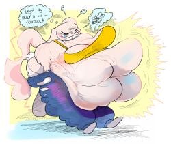 1girls anthro belly big_belly blue_eyes breasts buckteeth bunny cleavage english_text fat female female_focus female_only furry fuzzywooly hips lagomorph lagomorph_humanoid large_breasts obese obese_female one_eye_closed overweight overweight_female quadruple_belly quizzo rabbit ripped_clothing ripped_pants stomach sweat sweatdrop text thick_thighs thighs thought_bubble wardrobe_malfunction weight_gain white_fur wide_hips