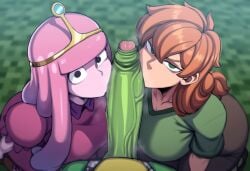 1boy 2026 2girls adventure_time ai_generated alex_(minecraft) anthro bigtub7775 cooperative_fellatio crossover crowd five_nights_at_freddy's five_nights_at_freddy's:_security_breach foreskin male_anthro/female_human minecraft mojang montgomery_gator_(fnaf) orange_hair penis princess_bubblegum tagme testicles