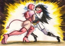 2018 2females 2girls anime backboob black_hair boku_no_hero_academia commission commission_art crossover dat_ass devil_tail evil_rose fujiko_hinomoto gritted_teeth heel_boots heels heels_fetish heels_only kayama_nemuri long_black_hair midnight_(my_hero_academia) motion_lines my_hero_academia nemuri_kayama pink_hair pink_hair_female rumble_roses side_boob sideboob skimpy skimpy_clothes skimpy_costume skimpy_outfit souleatersaku90 thick thick_ass thick_body thick_booty thick_breasts thick_butt thick_hips thick_legs thick_thighs thigh_boots thigh_gap thigh_highs thighhighs traditional_art traditional_drawing_(artwork) traditional_media traditional_media_(artwork) video_games voluptuous voluptuous_body voluptuous_female wrestler wrestling wrestling_boots wrestling_hold wrestling_mask wrestling_outfit wrestlingryona