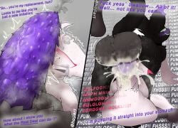 2025 2_panel_comic ambiguous_gender animal_genitalia animal_penis artist_name balls big_balls big_penis black_body black_fur black_tongue blush blush_lines bodily_fluids character_request constricted_pupils contact_onomatopoeia cum cum_from_mouth cum_in_mouth cum_in_stomach cum_inflation cum_inside cum_on_balls dialogue digital_media_(artwork) dirty_talk duo english_text erection excessive_cum excessive_genital_fluids excessive_precum feline_genitalia feline_penis fur genital_fluids genitals green_eyes grey_background hands_behind_back hi_res hojiart huge_balls huge_penis hyper hyper_balls hyper_genitalia hyper_penis impact_onomatopoeia inflation male male/ambiguous messy muffled_speech musk onomatopoeia penile_spines penis precum pump_(sound_effect) pupils purple_blush purple_penis purple_text quadruped questionable_consent red_text shaking shivering simple_background size_difference small_pupils sound_effects species_request tail text tongue tremble_lines white_body white_fur