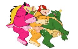 3boys anal anal_sex anthro anthro_on_anthro anthro_penetrated anthro_penetrating anthro_penetrating_anthro ass balls belly big_belly bodily_fluids bowser claws crocodilian crown cum cum_in_ass cum_inside donkey_kong_(series) erection gay gay_sex genital_fluids genitals green_body group group_sex hair hi_res horn k_rool koopa kremling lucky_pierre male male/male male_only male_penetrated male_penetrating male_penetrating_male mario_(series) mario_and_luigi_(series) midbus monster nintendo overweight overweight_anthro overweight_male penetration penis pink_body red_hair reptile scalie sex seyrmo shell spiked_shell spikes spikes_(anatomy) threesome train_position trio video_games