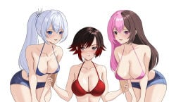 blue_eyes female female_only gatlas multicolored_hair neo_(rwby) neopolitan_(rwby) red_hair ruby_rose rwby silver_eyes weiss_schnee white_hair