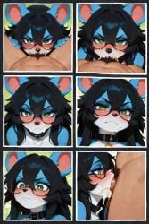 1boy 1girls ai_generated anthro_female anthro_on_human black_hair blue_fur collar female generation_2_pokemon green_eyes human_male human_on_anthro male/female marill mouse_girl original_character pokemon pokemon_(species) scorpianpp self_upload stable_diffusion straight_sex tawny_(scorpianpp)