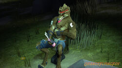 1boy 3d 3d_(artwork) 4_toes 5_fingers anthro bodily_fluids brown_body brown_fur brown_hair canid canine canis clothed clothing cum digital_media_(artwork) dire_(fortnite) epic_games feet fingers fortnite fortnite:_battle_royale fur genital_fluids hair hi_res looking_down male male_focus male_only male_penetrated male_solo mammal masturbation nature nature_background open_mouth orangeflyingfox partially_clothed sex_toy solo solo_male stomach_bulge toes video_games were werecanid werecanine werewolf wolf