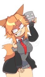 alice_(blood_world) anthro blood_world breasts cube_4_(geometry_dash) deviantart digital_art female geometry_dash gloves holding_object l4r4 looking_at_viewer rule_63 short_hair smile solo watermark