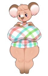 :3 animal_crossing bedroom_eyes bottomless breasts female fur furry huge_breasts koala mehdrawings melba_(animal_crossing) nintendo nipple_bulge thick_thighs video_games wide_hips