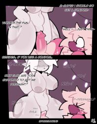 anthro ashe_(purrmaxxing) big_breasts blush bodily_fluids body_blush breasts comic cowgirl_position dialogue domestic_cat duo felid feline felis female from_front_position fur fur_markings genital_fluids genitals glue_(purrmaxxing) hi_res impregnation_request inner_monologue male male/female mammal markings meow nipples on_bottom on_top penetration penis pink_body pink_fur pink_penis purrmaxxing sex shadowed_eyes shallow_penetration spread_legs spreading tan_body tan_fur thinking vaginal vaginal_fluids vaginal_penetration vulva vulva_blush white_body white_fur