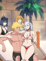 1boy 3girls black_clover blonde_hair crossover mimosa_vermillion naruto_(series) nero_(black_clover) noelle_silva secre_swallowtail silver_hair tenshin-ta tenshinta uzumaki_naruto