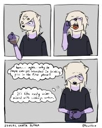 2026 3_panel_comic absurd_res anthro black_clothing black_shirt black_topwear blonde_hair bodily_fluids borealhao clothed clothing comic container cup dated digital_media_(artwork) disgust domestic_ferret drinking drinking_urine eyes_closed fur genital_fluids glass hair hi_res holding_object lamapola mammal multi_panel multicolored_body multicolored_fur mustelid musteline open_mouth purple_body purple_fur shaking shirt shivering simple_background solo text thought_bubble topwear true_musteline urine urine_in_mouth vinea_(lamapola) watersports weasel white_body white_fur