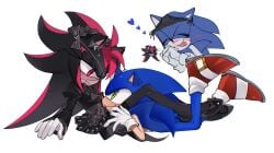 1boy 1girls black_fur black_lace black_panties blue_fur blush bow ear_bow eulipotyphlan eyepatch genderswap_(mtf) goth gothic_lolita green_eyes head_between_legs head_between_thighs lace-trimmed_panties nosebleed panties panties_on_head rule_63 satosi_peter shade_the_hedgehog shadow_the_hedgehog sonadow sonic_(series) sonic_the_hedgehog sonic_the_hedgehog_(series) tongue_out white_gloves