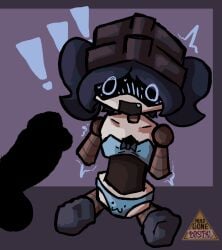 nugget emily_(murder_drones) limbless amputated_legs amputated inminent_sex dubious_consent 1female panties blue_eyes blue_hair nulogonepostal murder_drones worker_drone shocked_expression self_upload artist_logo