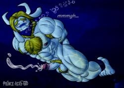 1boy anthro asgore_dreemurr asphyxiation bara bondage breathplay bubbles cumming death drowning gag hairy male male_death malesub muscle nude peril prince-asad-gid snuff solo solo_male undertale undertale_(series) underwater underwater_peril