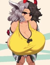 1girls 2d 2d_animation animal_ears animated art audible_breast_sloshing bent_over black_hair bouncing_breasts bow breasts cleavage cow_ears cow_horns cow_print cow_tail female female_only frilled_shorts frills grey_hair hanging_breasts haori horns huge_breasts jerkoff_visual_assistance jiggling_breasts large_breasts looking_at_viewer medium_hair multicolored_hair pendulous_breasts pixel_animation pixel_art red_eyes red_horns shorter_than_30_seconds sideboob simple_background slosh sloshing_breasts smirk solo sound sound_edit sound_effect sound_effects swinging_breasts tagme tail takorin touhou urumi_ushizaki video wobbling_breasts