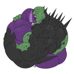 xxxmochi_mochi elbenon el_benon purplevenom purple_venom gay kissing tongue_kiss 2boys symbiote monster monster_boy bara original_character