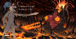 anthro background big_belly big_breasts big_penis chubby chubby_female dragon dragon_girl dragon_horns dragon_tail dragoness female flagartha_(zeblackballd) giantess greatsword huge_breasts huge_cock huge_nipples huge_thighs imminent_sex knight larger_female lava milf monster monster_girl muscular muscular_anthro muscular_arms muscular_female muscular_thighs orange_nipples overweight_female potion potion_bottle smaller_male sword the_volcanic_empress_(zeblackballd) volcanic_setting volcano ze_blackball.d zeblackballd_(artist)