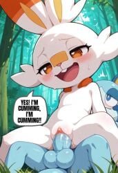 announcing_orgasm penis balls non-mammal_balls anguirus12345 sobble scorbunny pussy reverse_cowgirl_position big_balls pokemon pokemon_(species) nintendo ai_generated dialogue english_text english feral anthro blush white_fur blue_body white_body feral_penetrating feral_on_female feral_penetrating_anthro feral_penetrating_female feral_on_anthro anthro_penetrated female_anthro anthro_female penetration male female mammal male/female male_penetrating female_penetrated male_penetrating_female forest sex