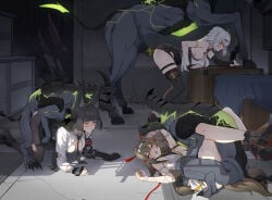 3girls amana animal_ears black_hair breasts brown_hair censored dog ethereal_(zenless_zone_zero) female_on_feral femsub feral feral_dominating_human feral_on_female feral_on_human feral_penetrating feral_penetrating_human from_behind hati_(zenless_zone_zero) horse horse_penis hoshimi_miyabi human_female human_on_feral human_penetrated interspecies missionary_position monster necktie on_floor orgy red_eyes torn_clothes vaginal white_hair ye_shunguang yixuan_(zenless_zone_zero) zenless_zone_zero zoophilia