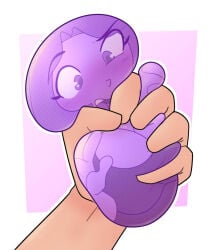 1girls 2b_labs ball_(object)_transformation inanimate_transformation offscreen_character original_character rubber shape_transformation silly squeezed squishy stress_ball