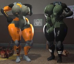 1futa 1girl 1girls 3d armor big_breasts clothing cock damndirtydog female futanari half-life_(series) half-life_2 headless hev_suit huge_cock jerking_off living_clothes tagme