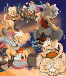 absurd_res alcohol amphibian anal animal_genitalia anthro anus balls bedroom_eyes beer belt beverage blue_body blue_eyes blue_penis bodily_fluids bottomless bottomwear breath buckle bun_(bunzilla-king) bunzillaking butt capcom chair_position claws clothed clothing container cum cum_in_ass cum_inside cup dancing dialogue digital_drawing_(artwork) digital_media_(artwork) duo ear_tuft eyes_closed eyewear fangs felid feline felyne first_person_view from_behind_position front_view fur genital_fluids genitals glasses hair hand_on_leg hi_res horn hug jacket licking_mouth looking_at_another looking_back lynian male male/male mammal markings meowing monster_hunter mug narrowed_eyes on_lap orange_body orange_fur palico pant_bulge panting pants pawpads paws penetration penis pink_penis precum precum_squirt precum_through_clothing presenting presenting_anus presenting_hindquarters puffy_anus raised_tail rear_view retix satisfied seductive sequence sex sheath shortstack sitting sitting_on_another sitting_on_lap smile speech_bubble sweat tail teeth tenting tongue tongue_out topwear topwear_only tuft vein veiny_penis vest vest_only watermark wearing_glasses wet wet_clothing white_hair